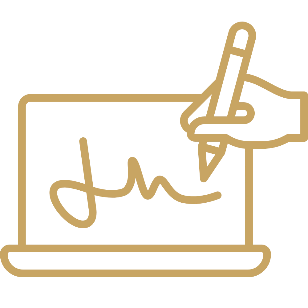 Icon of a digital signature representing closing and execution