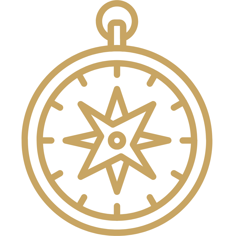 Compass line icon representing custom capital strategy and guidance