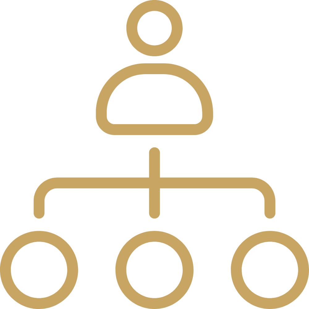Icon representing deal structuring with an organizational chart