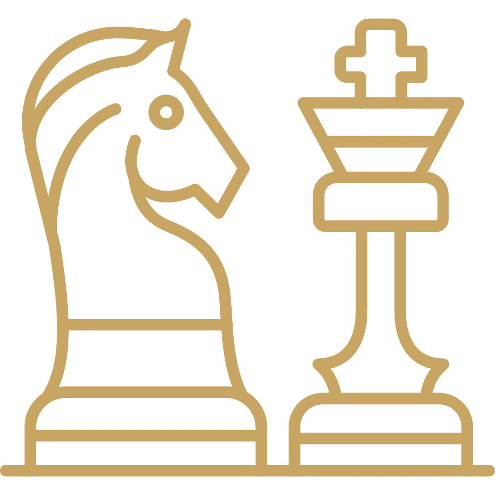 Real estate negotiation and offer strategy icon with chess pieces