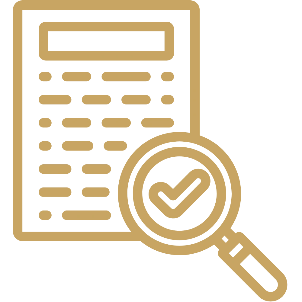Document and magnifying glass icon representing term sheet negotiation and analysis