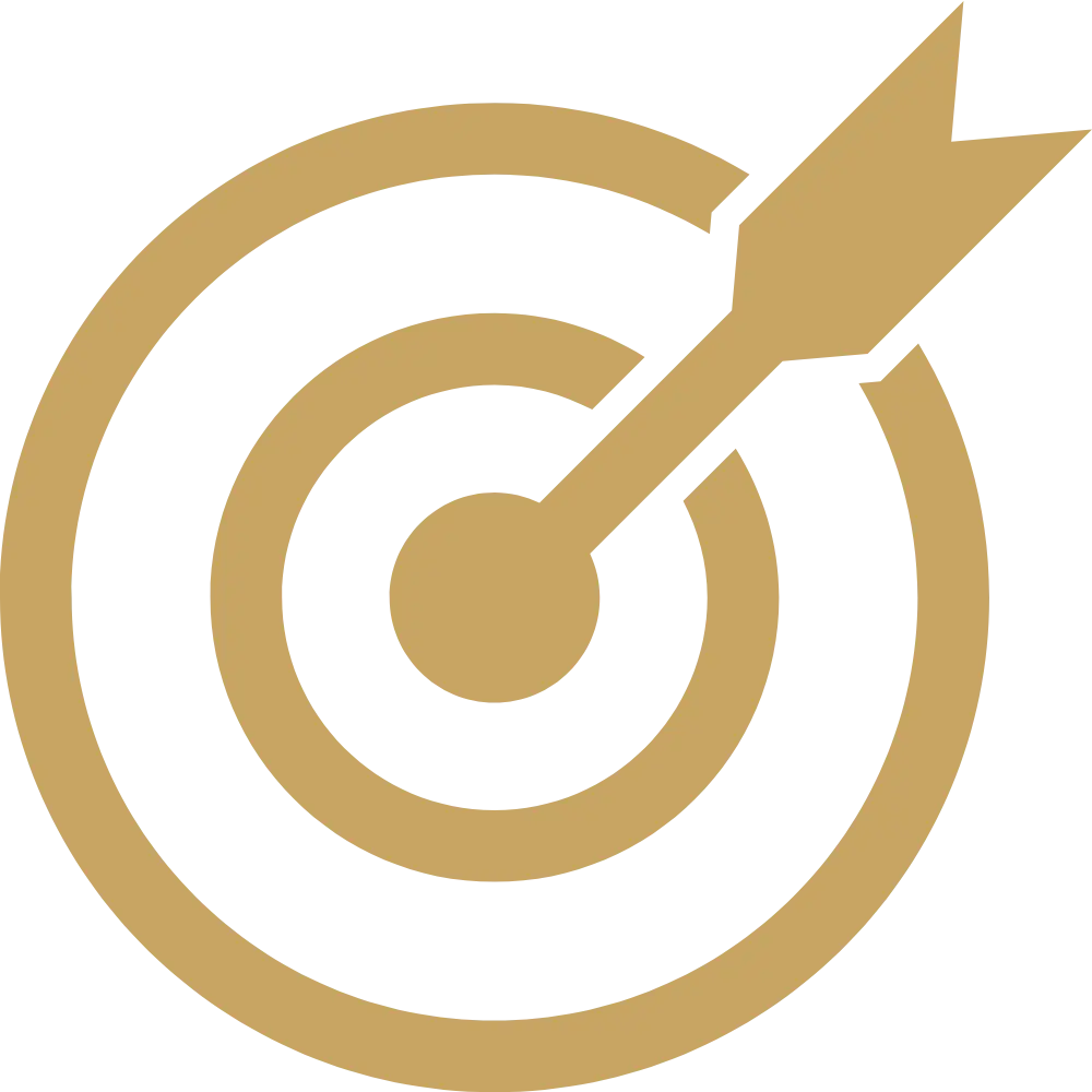 Gold target icon symbolizing strategic goals and precision financial planning — Lions Financial