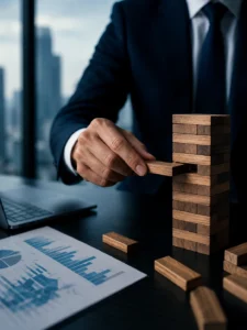 Risk management concept for CEOs and HR leaders with business strategy and decision-making